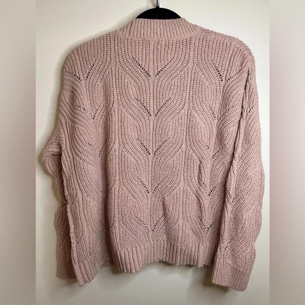 Madewell Women’s Medium Hillview Fisherman Cardigan Pink Sweater Cottagecore - Picture 3 of 6